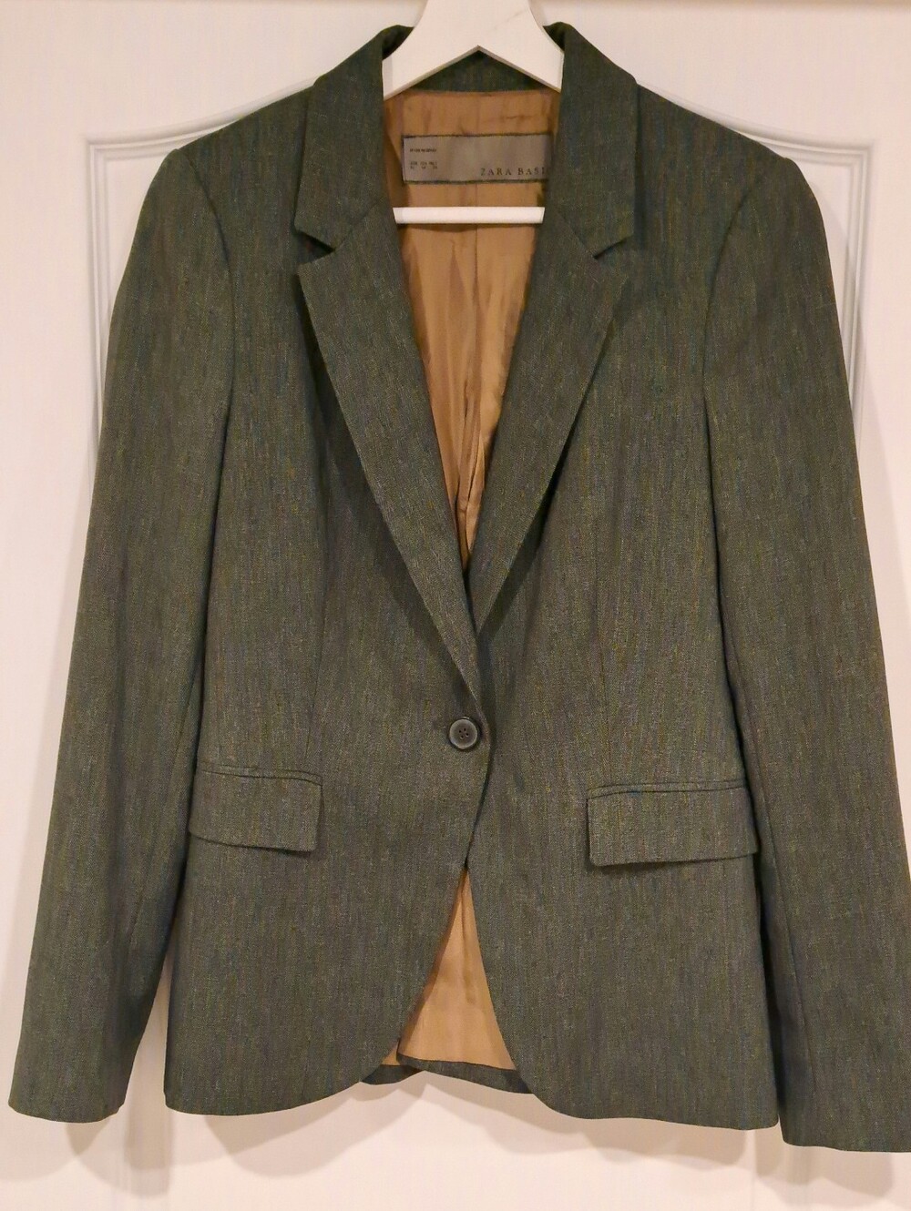 Zara Basic Made In Spain Blazer Single Button Structured Jacket Shoulder Pads